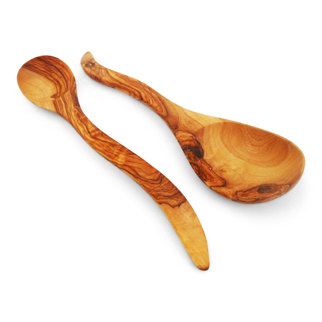 Salad Servers Spoons Wooden Salad Serving Mixing Cooking Etsy