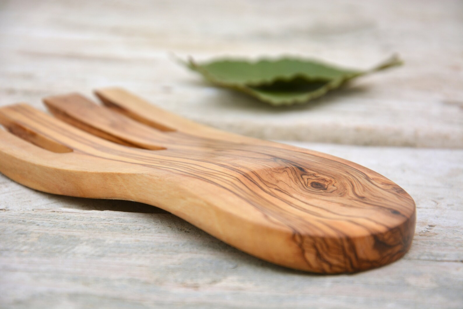 Olive Wood Salad Hand Tong / Wooden Serving Hand Etsy