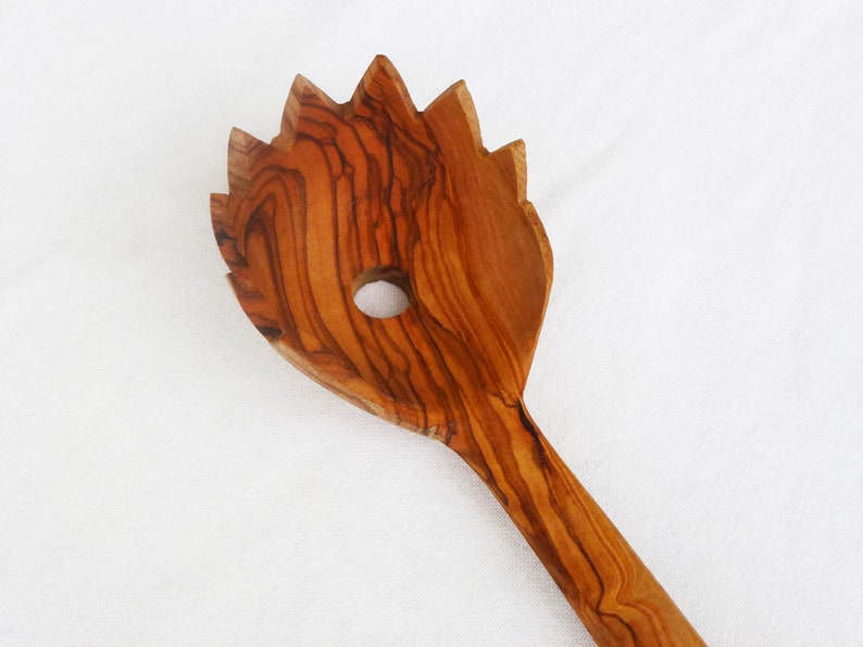 Olive Wood Spaghetti Spoon 12 Wooden Pasta Server Etsy