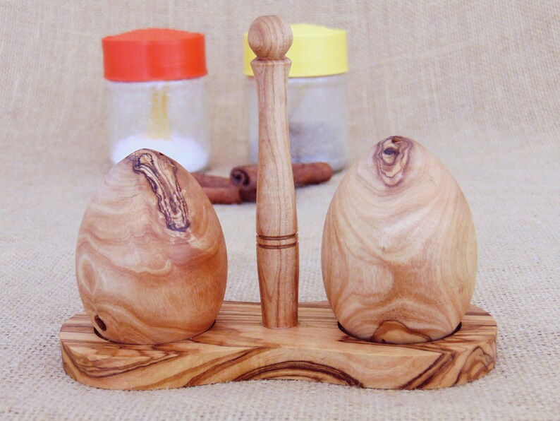 Olive Wood Salt & Pepper Shakers Wooden salt pepper Keeper Etsy