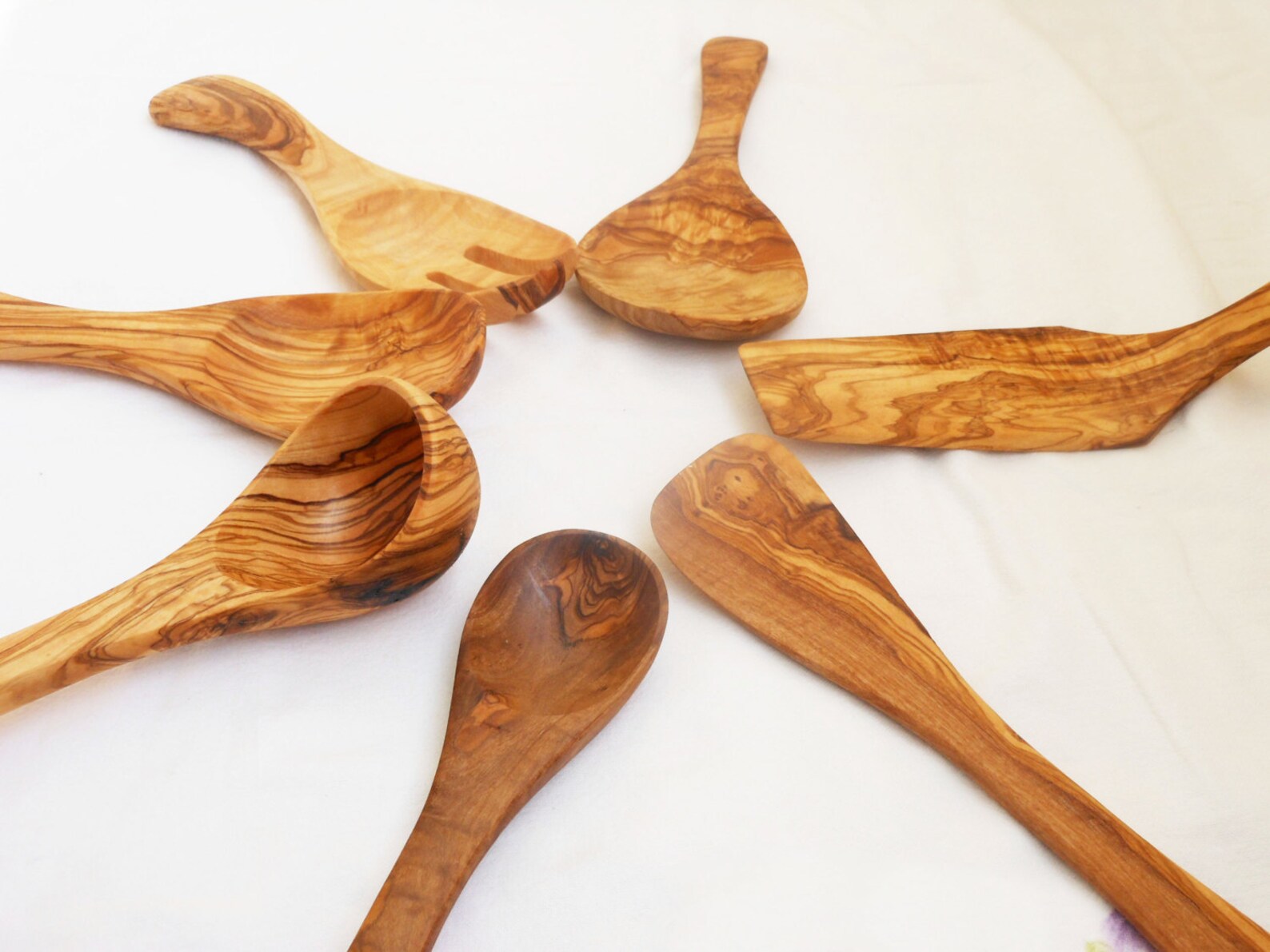 Olive Wood Utensils 1 Ladle 1 Spatula 1 Tart Spatula 1 Etsy