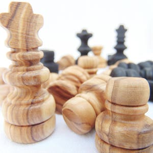Chess Pieces for the small 12 inches chess Board, Wooden Rustic Natural Chess Pieces, Birthday Gift, Gift Under 30