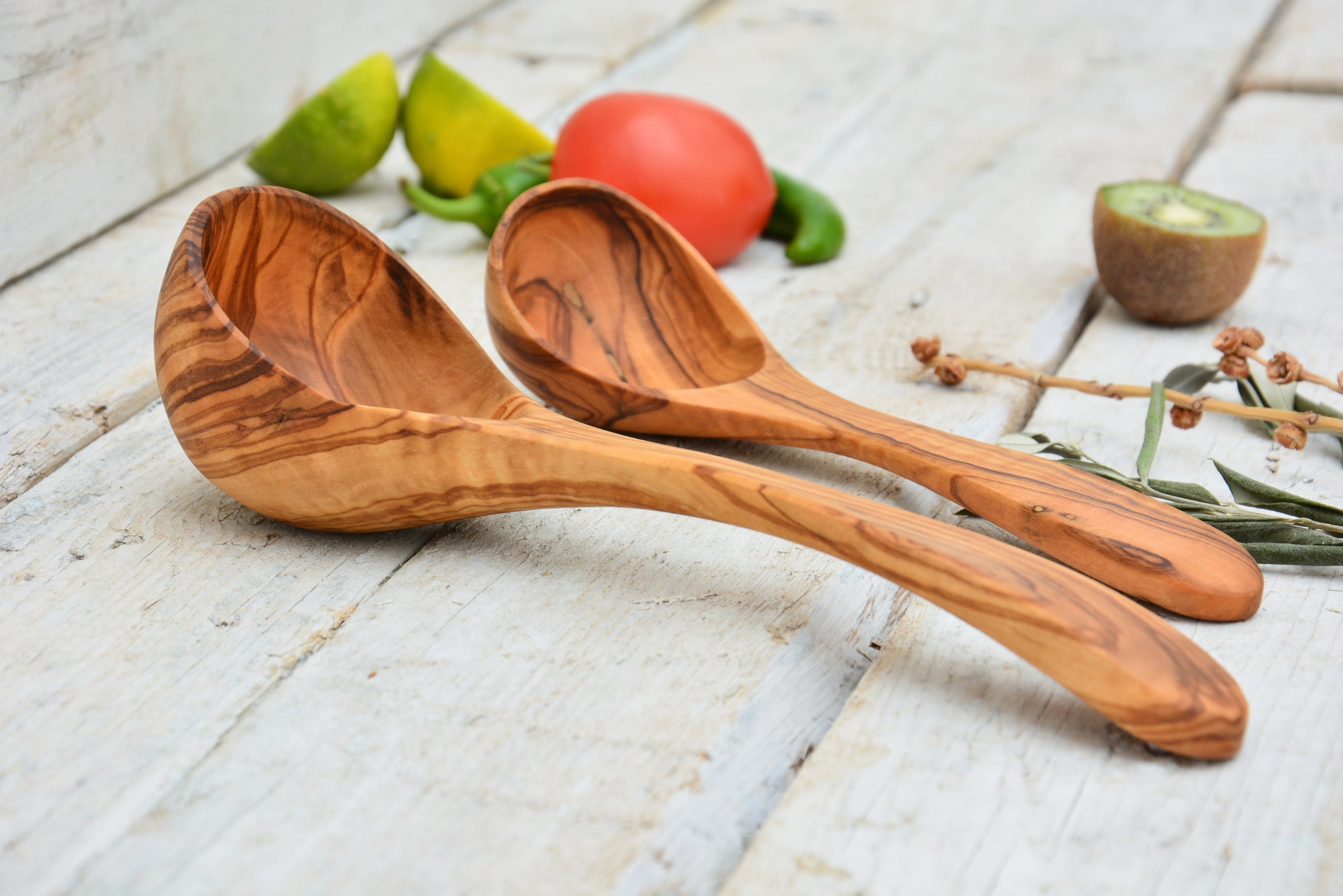 Piccolo mestolo piccolo da 8 pollici/utensile per cucchiaio da zuppa  realizzato a mano in legno -  Italia