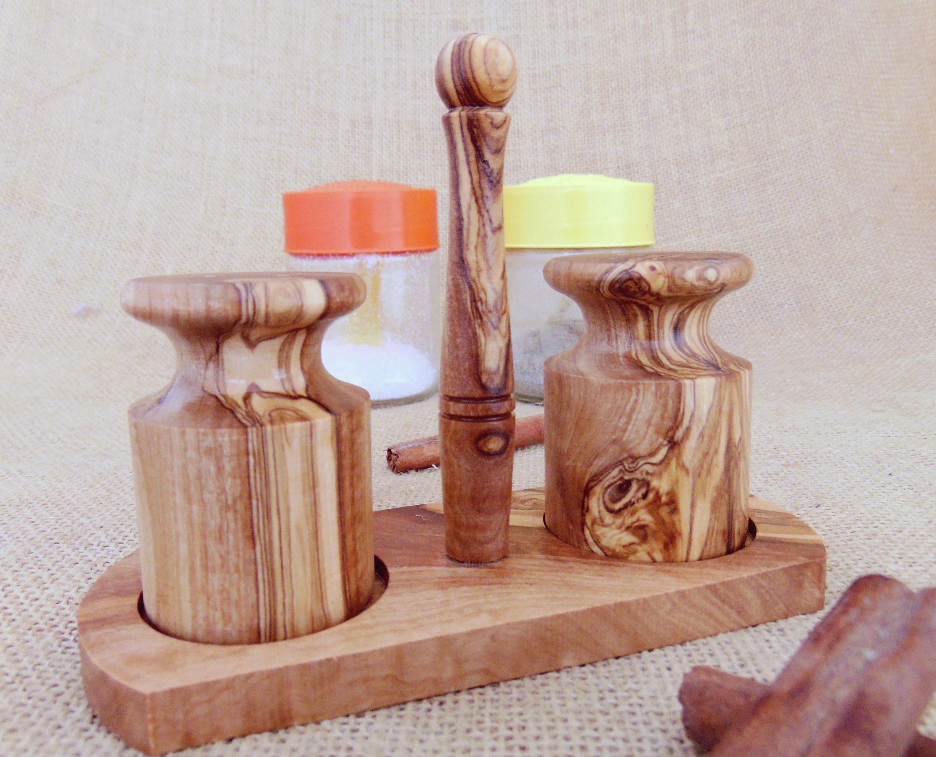 Wooden Salt and Pepper Shakers Olive Wood salt pepper Keeper Etsy