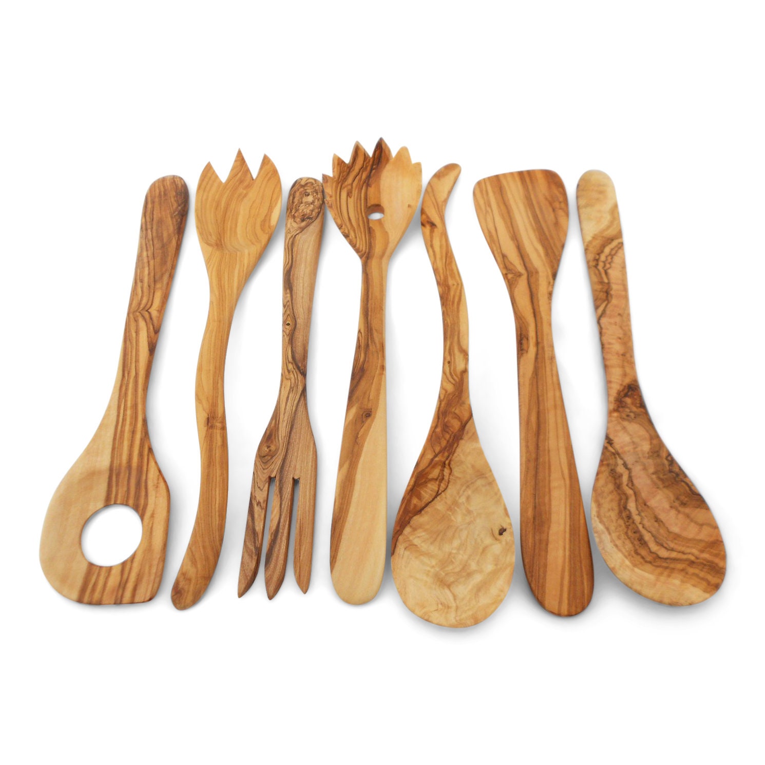 Olive Wood Utensils 1 Spaghetti spoon 1 Spatula 1 thin Etsy