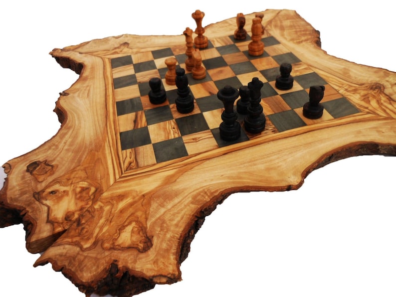 Groomsmen Gift Boyfriend Gift #10 Custom Chess board Father/'s Day Gift Unique Olive Wood Rustic Chess Set Board Dad gift