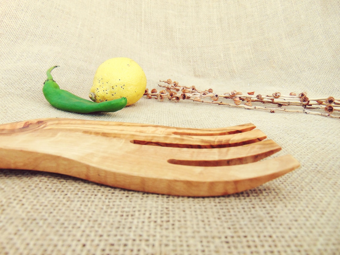 Olive Wood Salad Mixing Serving Utensils Set / Olive Wood Etsy