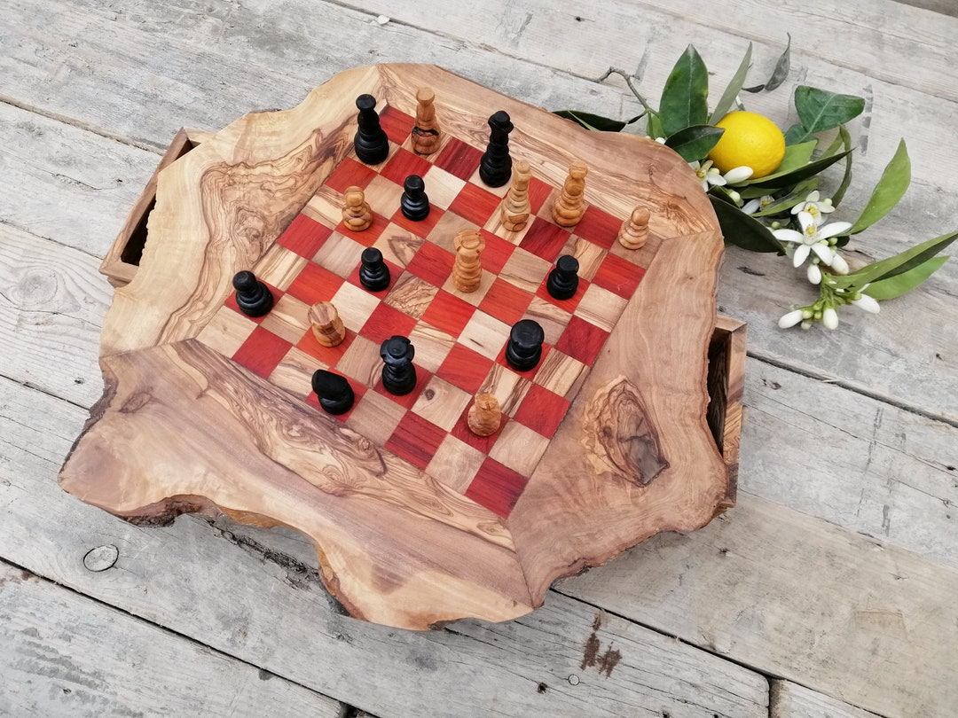 Rustic Chess Set Board 14 Inch Custom Engraved Chess Board Etsy