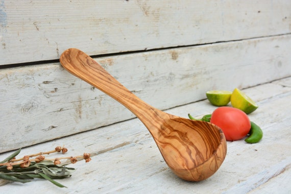Piccolo mestolo piccolo da 8 pollici/utensile per cucchiaio da zuppa  realizzato a mano in legno -  Italia
