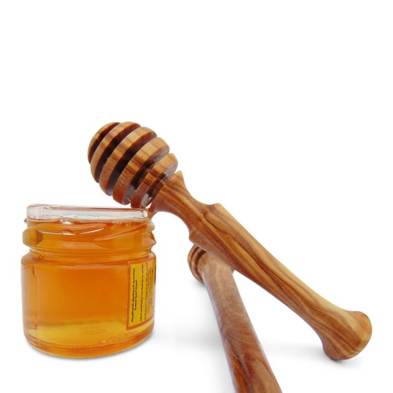 Hand Made Olive Wood Honey Dipper Spoon Stick Dip Honey Drizzler Server 5,7" Hand Made Olive Wood Honey Dipper Spoon Stick Dip Honey Drizzler Server 5,7"