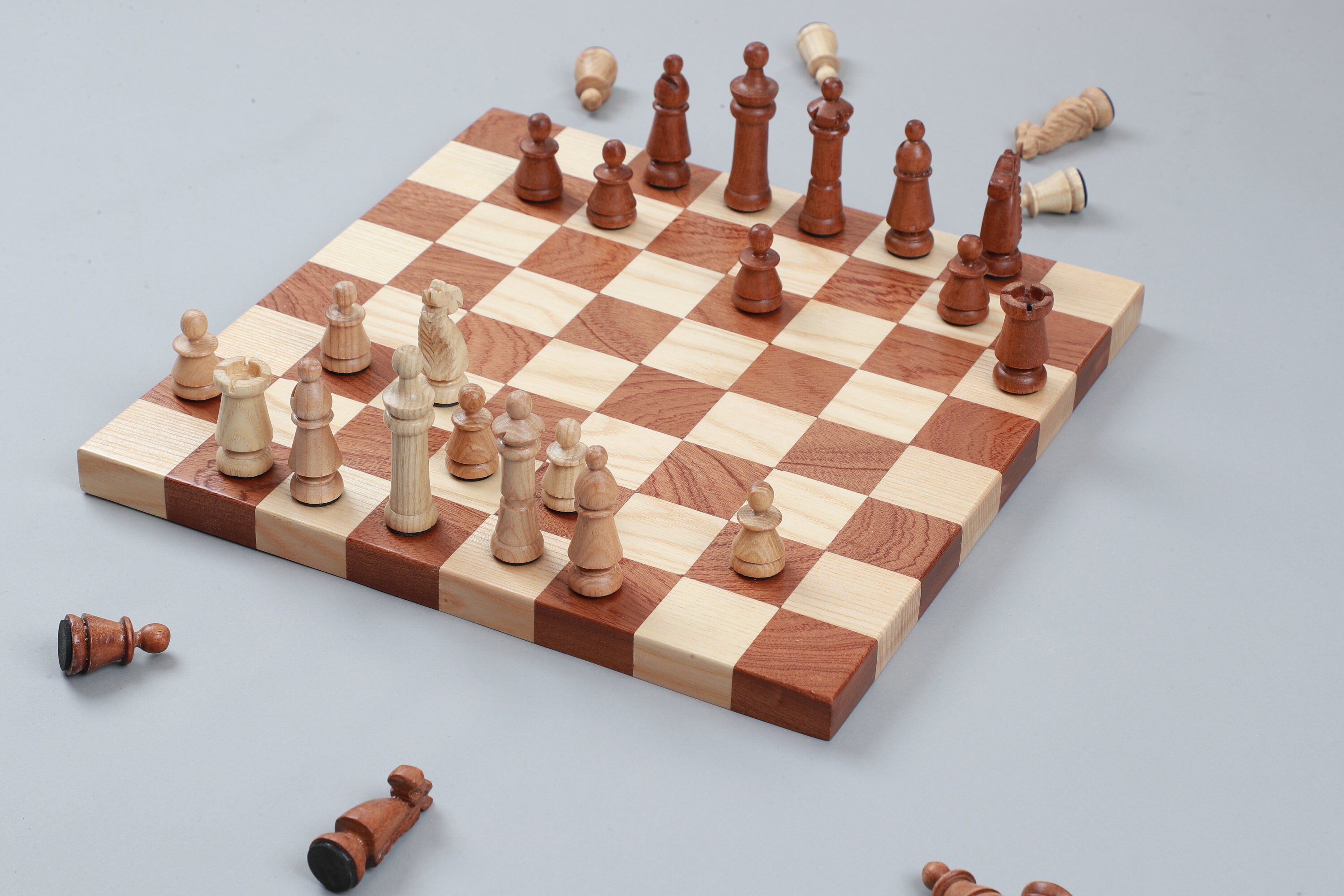 Wood Chess Set Mahogany and Ash Solid Wood Chess Set Game - Etsy India