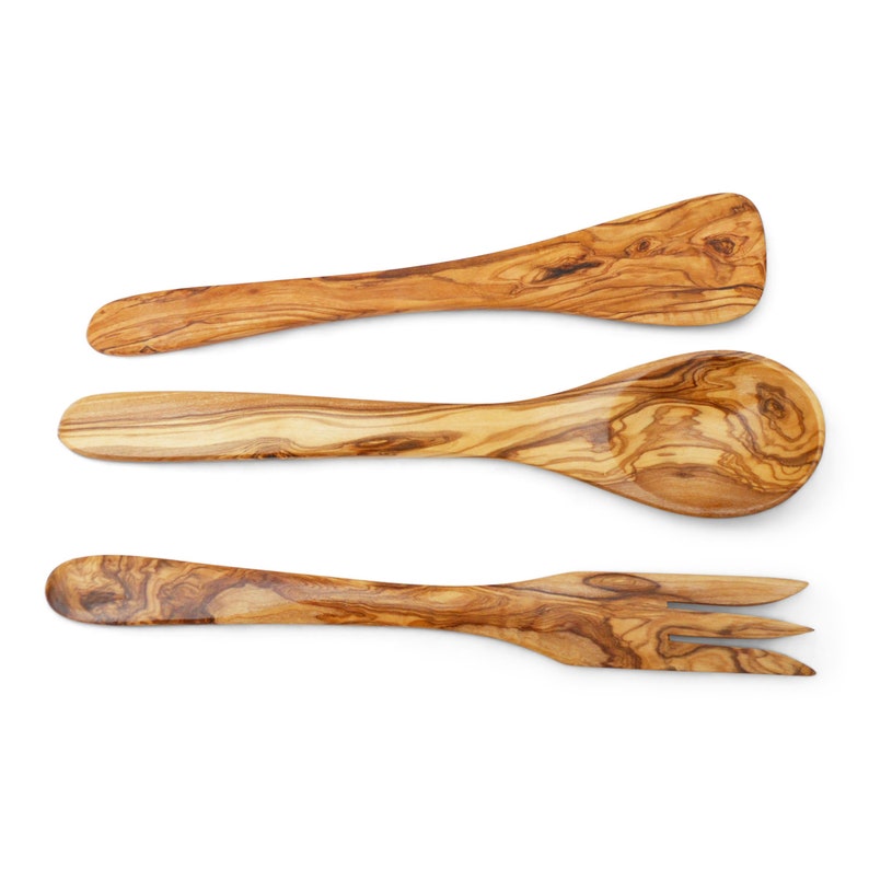 Olive Wood Olive Wood 12 Inch Utensil Set 1spoon 1 fork 1 Etsy
