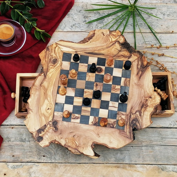 Rustic Chess Set Board, Chess board, Dad gift, Boyfriend Gift, Groomsmen Gift