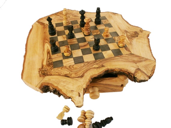 Wooden Chess Board Set - Olive Wood Made in Israel - 7.5