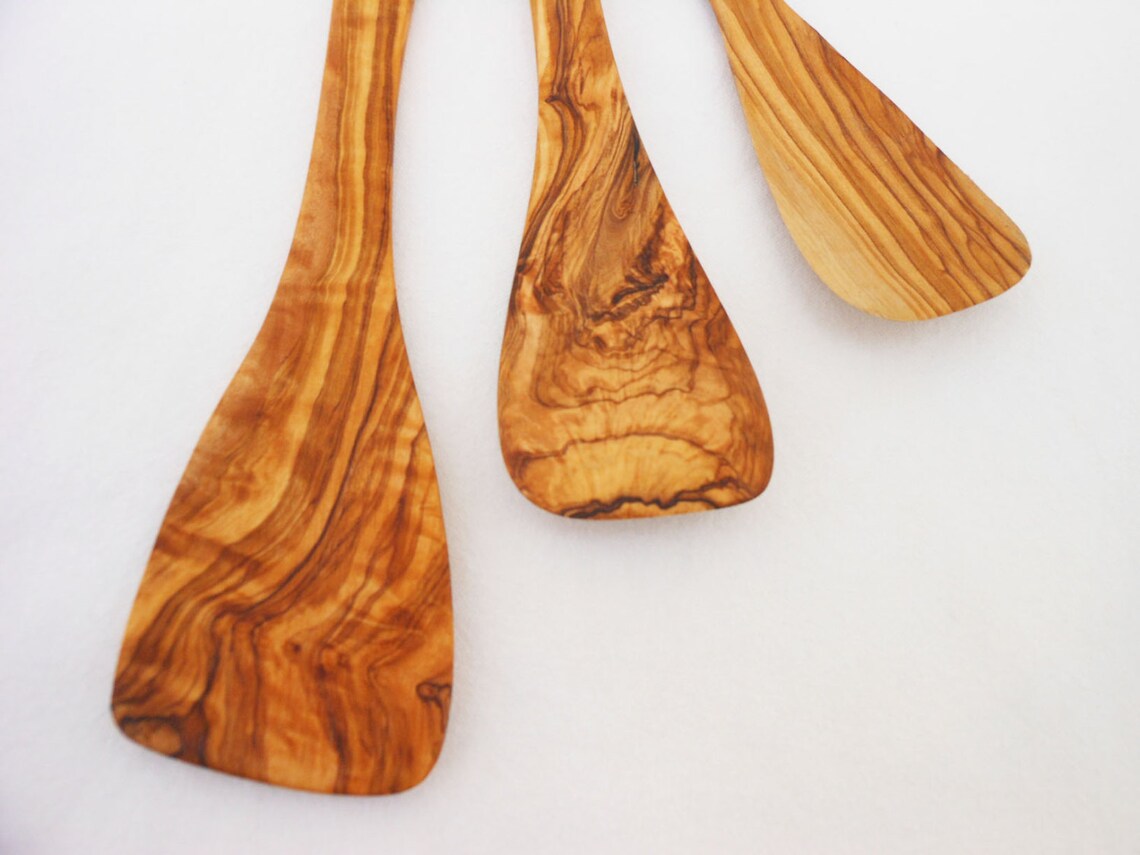 Olive Wood Spatula Set Wooden Serving Spatula Set X3 Etsy