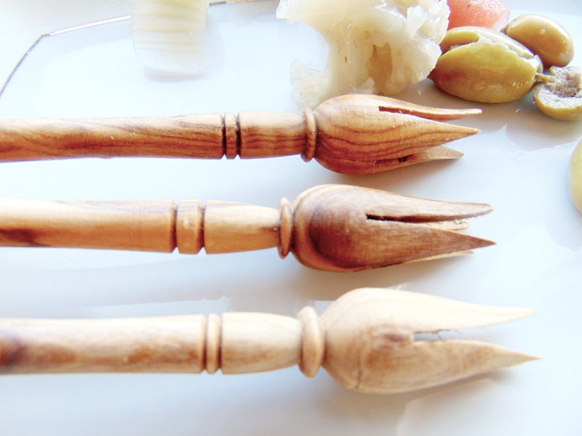 Wooden Olive Picks Forks Set Olives Picking Forks from Olive Etsy