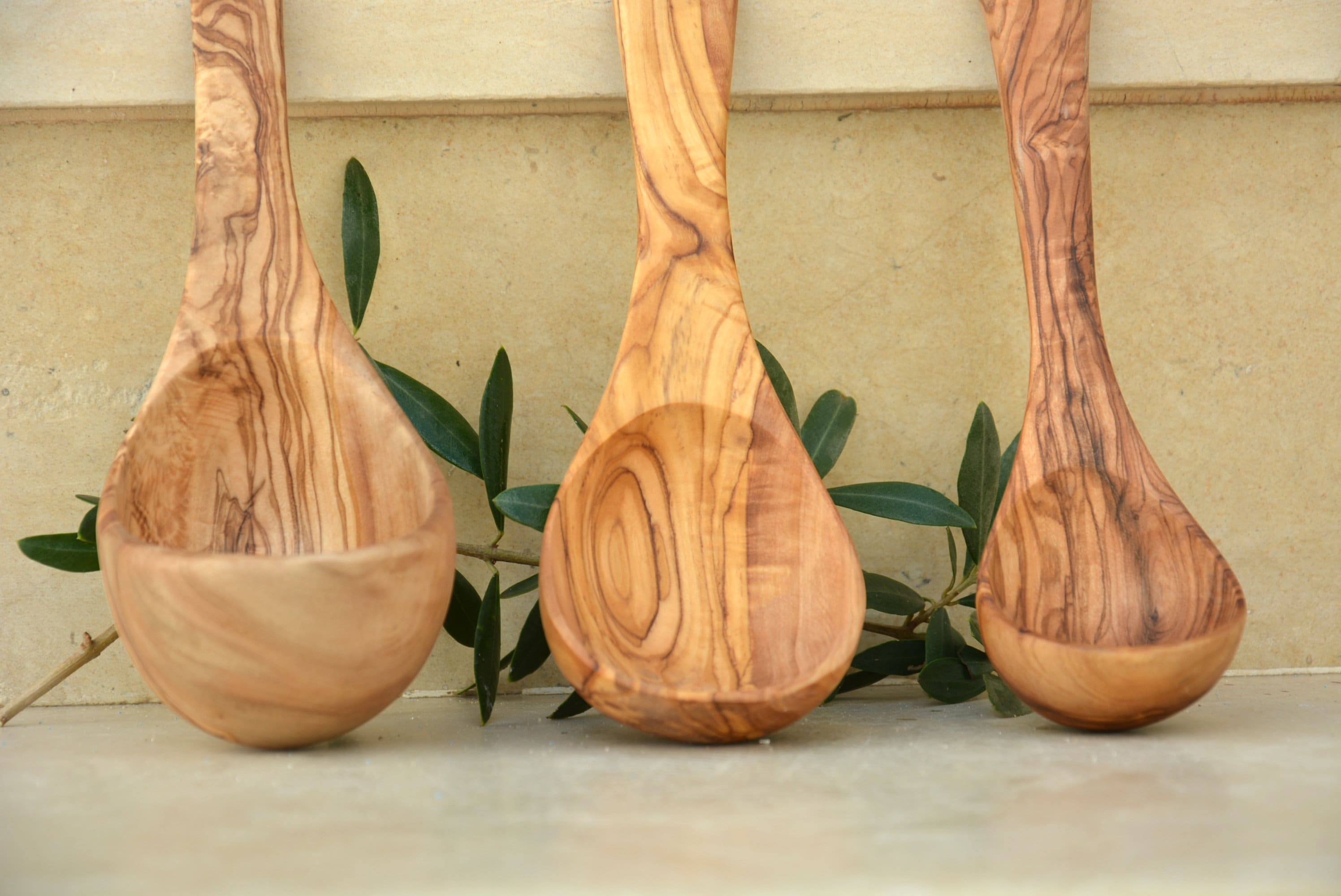 Olive Wood Ladle Set Wooden Soup Cooking Serving Ladle Etsy