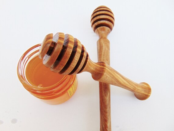 Hand Made Olive Wood Honey Dipper Spoon Stick Dip Honey Drizzler Server 5,7" Hand Made Olive Wood Honey Dipper Spoon Stick Dip Honey Drizzler Server 5,7"