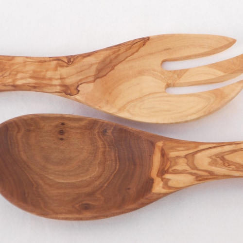 Olive Wood Salad Servers Salad Serving Set Etsy