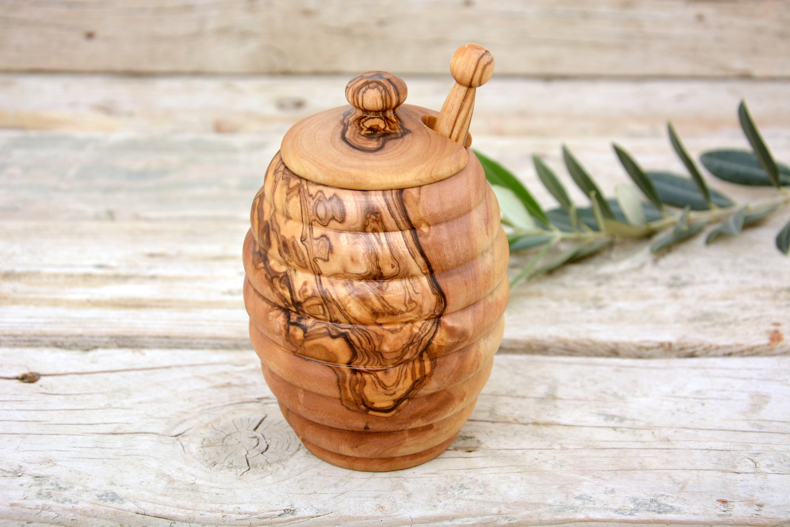 Biene Hive Form Honig Glas Olive Holz Honig Topf Holz Honig | Etsy