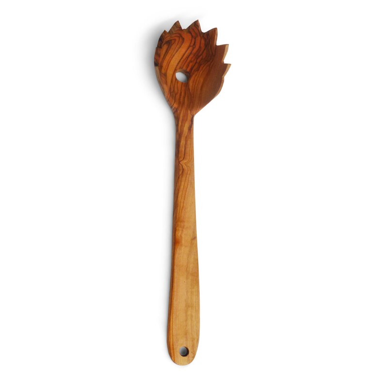 Olive Wood Spaghetti Spoon 12 Wooden Pasta Server Etsy
