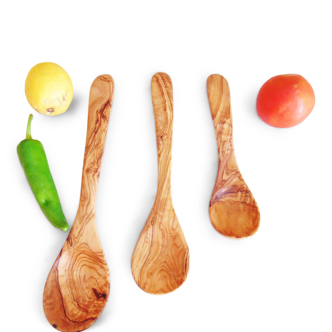Olive Wood Spoon Set / Wooden Kitchen Cooking Eating Serving Etsy