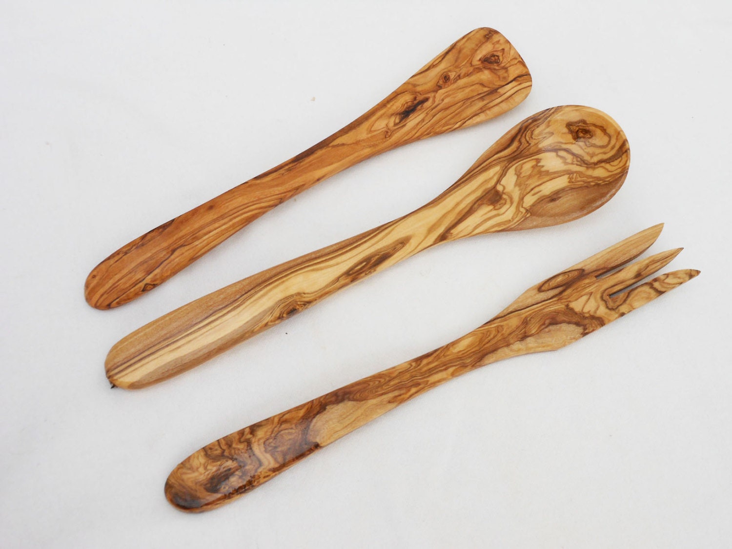 Olive Wood Olive Wood 12 Inch Utensil Set 1spoon 1 fork 1 Etsy