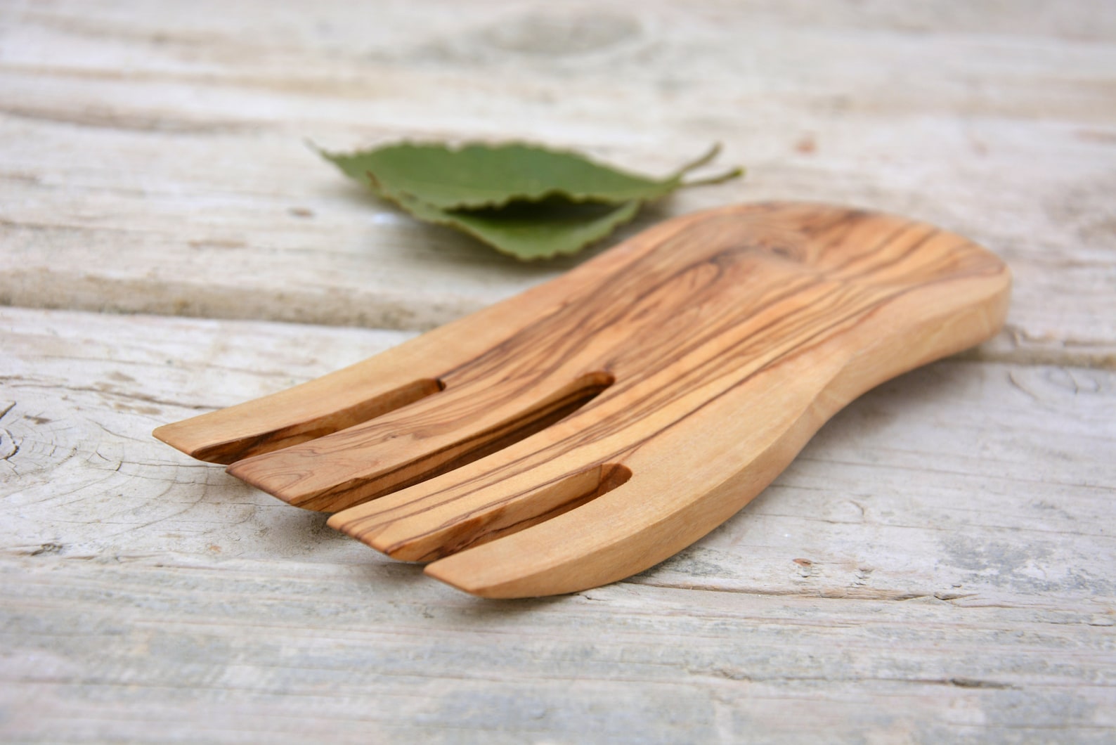 Olive Wood Salad Hand Tong / Wooden Serving Hand Etsy