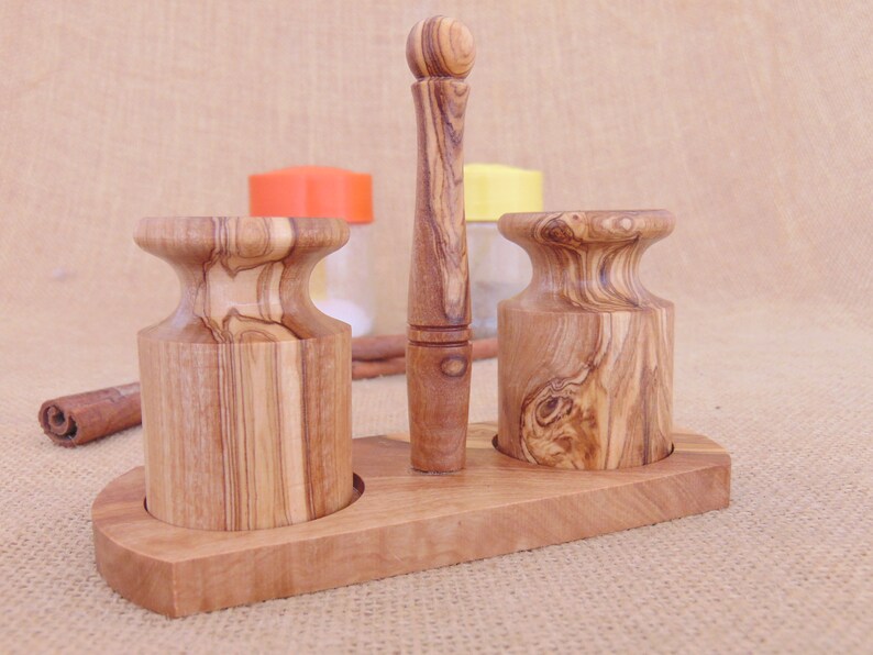 Wooden Salt and Pepper Shakers Olive Wood salt pepper Keeper Etsy