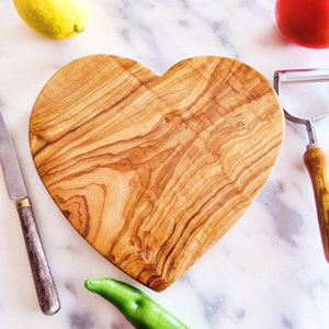 Olive Wood Heart Shaped Cutting / Cheese / Chopping Board , Custom Personalized Wedding Gift