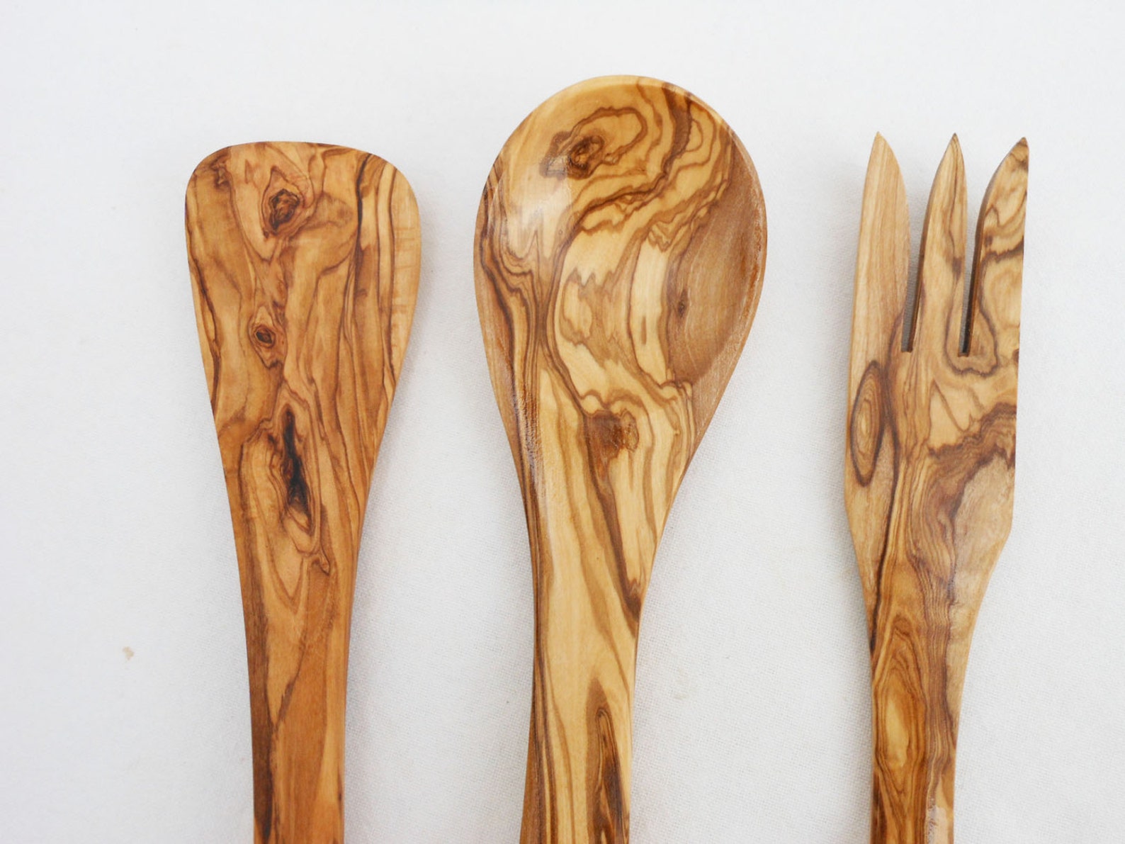 Olive Wood Olive Wood 12 Inch Utensil Set 1spoon 1 fork 1 Etsy