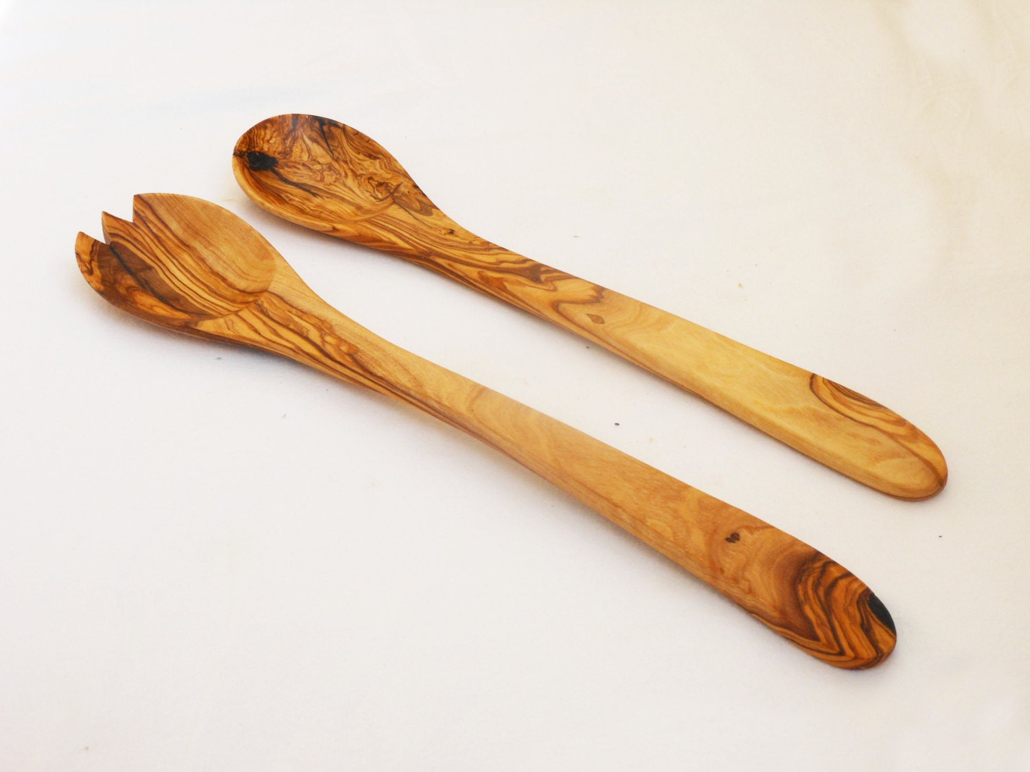 Olive Wood Spoon Set Salad Servers Wooden cooking utensils Etsy
