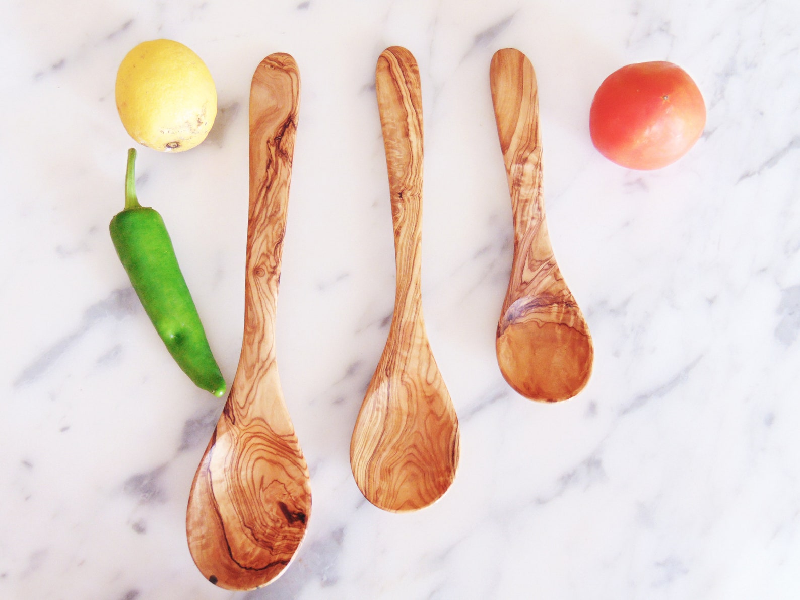 Olive Wood Spoon Set / Wooden Kitchen Cooking Eating Serving Etsy