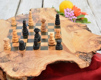Dad Gift Rustic Wooden Chess Board Set ,Boyfriend gift