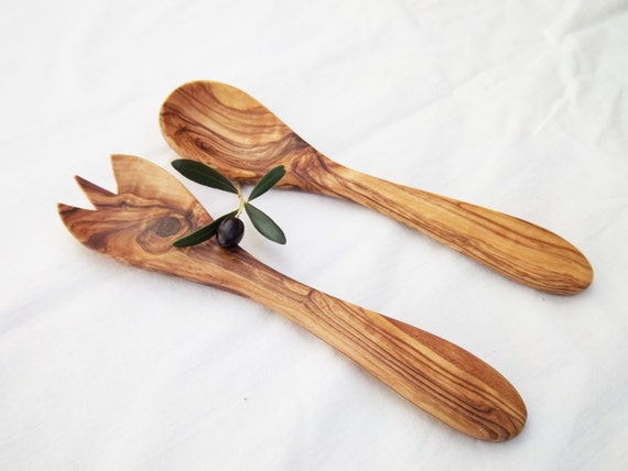 Wooden Small Utensil Set : 1 Spoon, 1 Spork / Wooden Cooking Spoon