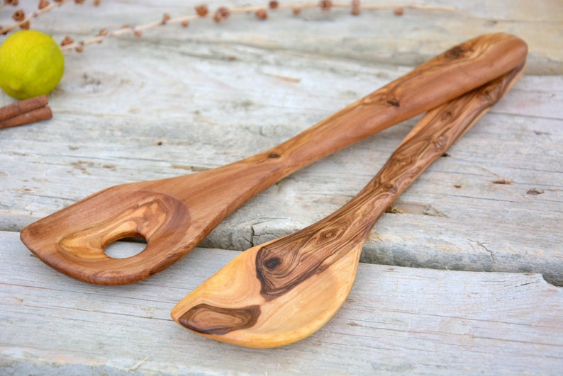 Olive Wood Large Spoon Set for Sauces Wooden Sauce Spoon Set Etsy