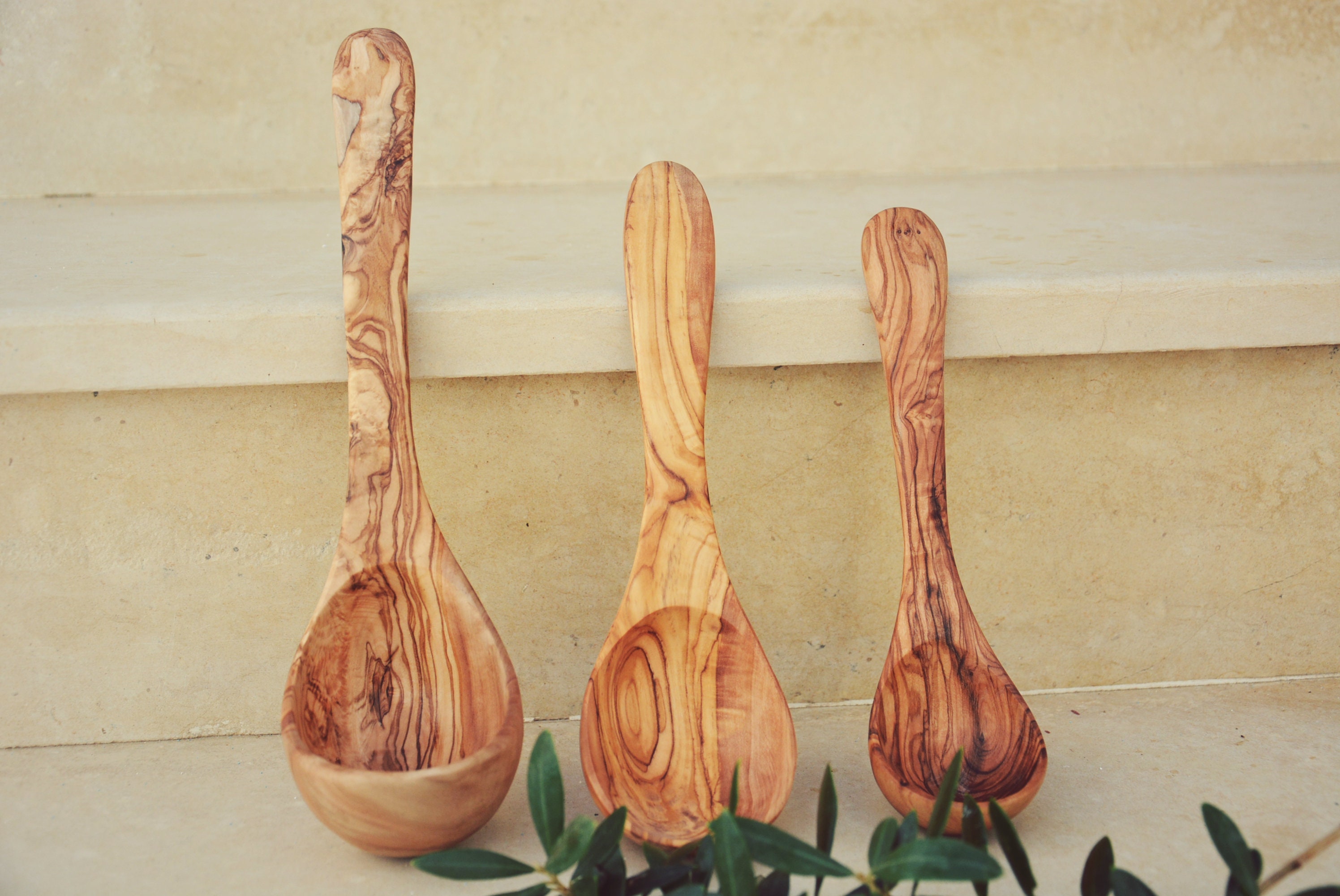 Olive Wood Ladle Set Wooden Soup Cooking Serving Ladle Etsy