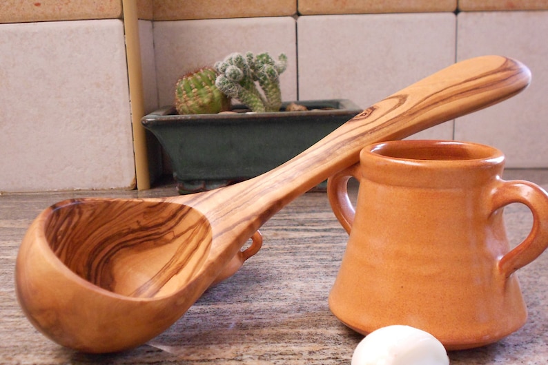 Olive Wood Ladle Eco Friendly Wooden Handcrafted Soup Serving Etsy