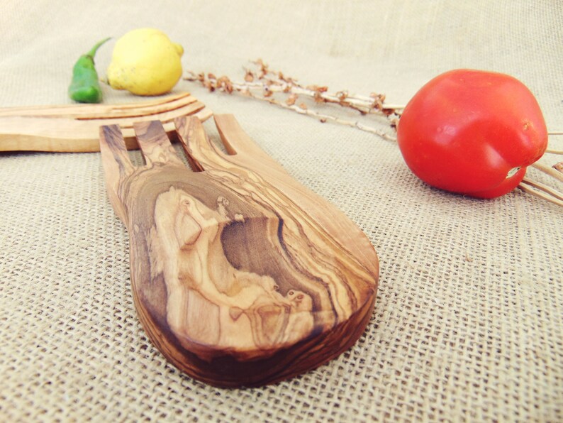 Olive Wood Salad Mixing Serving Utensils Set / Olive Wood Etsy