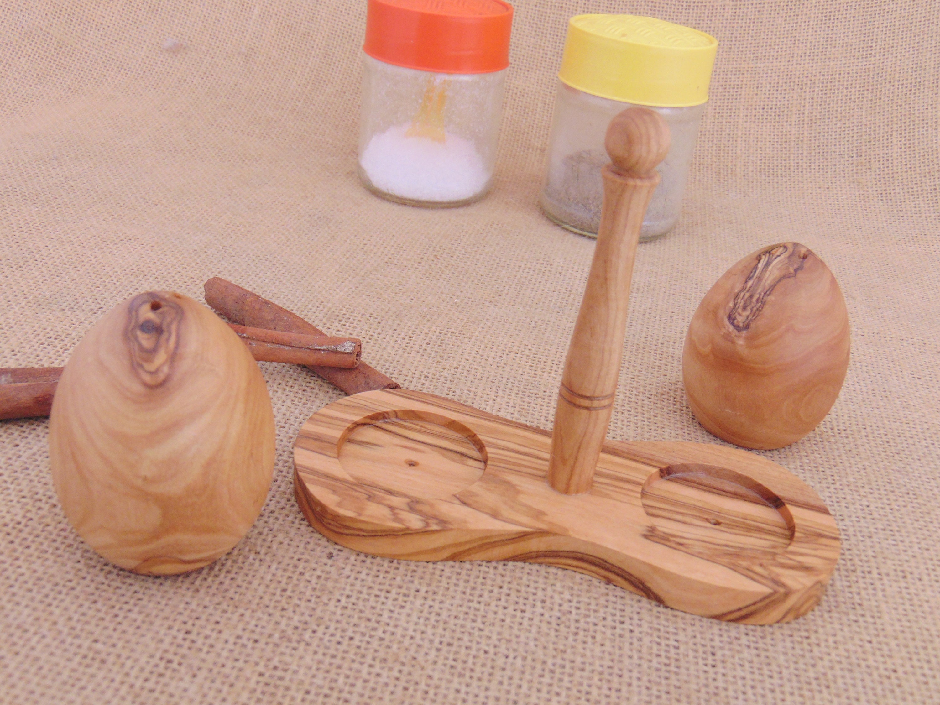 Olive Wood Salt & Pepper Shakers Wooden salt pepper Keeper Etsy