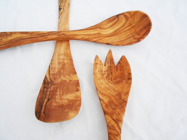 Ustensiles de cuisine en bois dolive 1 Spatule 1 cuillère 1 | Etsy