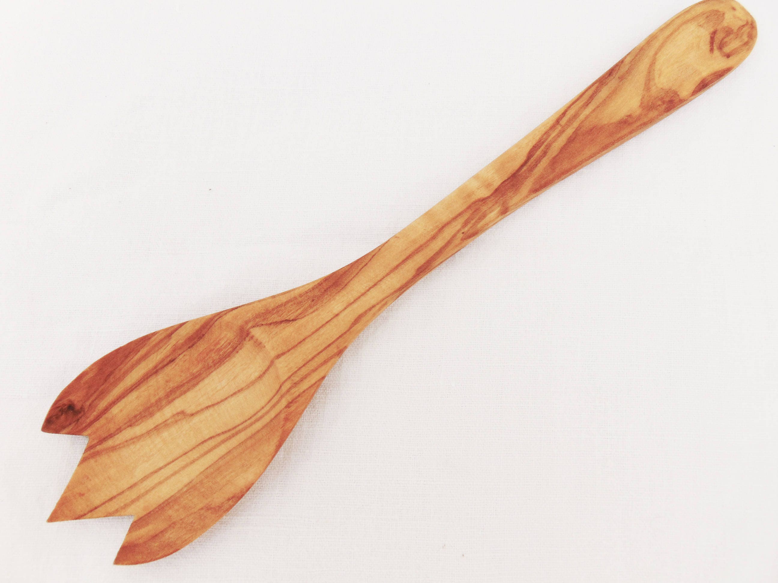 Olive Wood Spoon Fork Spork / Wooden Salad Serving Cooking Etsy