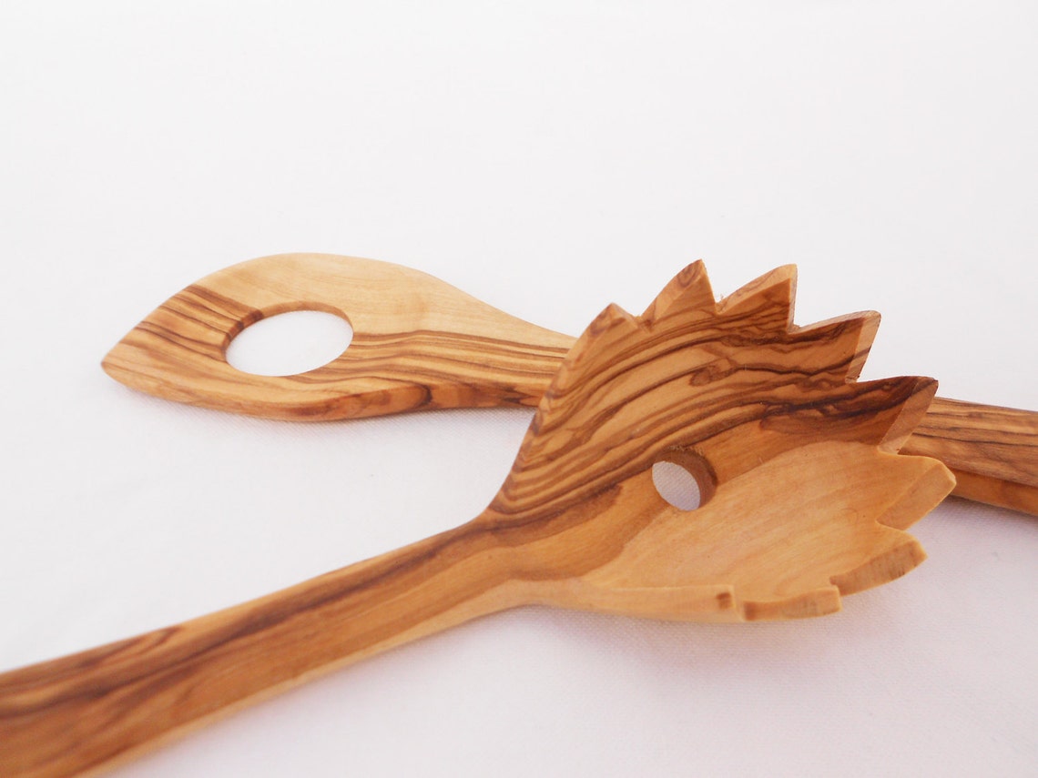 Olive Wood Spaghetti Spoon Sauce Spoon Set Wedding Gift Etsy