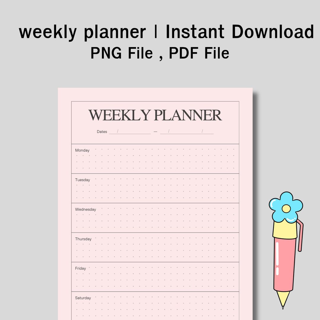 Minimal Weekly Planner Printable A4 | Simple Productivity Template ...