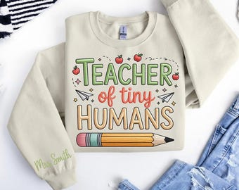 Custom Name Teacher Of Tiny Human Machine Embroidery Design. Boho Teacher Embroidery Design, Teacher Embroidery Download, Teacher Design.