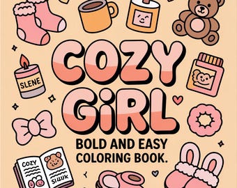 Cosy Girl kleurboek: dekens, thee en comfort (digitale download pdf), 85 cosy girl kleurplaten, digitale download pdf