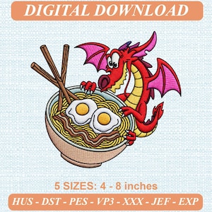Embroidered Mushus House Ramen Retro Design (Digital Download)