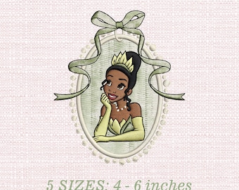 Charming Princess Tiana Birthday Embroidery, Cartoon Stitch Design Digital File DST PES VP3