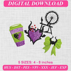 Maleficent-Disney-Bösewicht-Halloween-Stickmuster, gruseliges Maleficent-Disney-Bösewicht-Halloween-Muster, digitaler Download (PES, DST, JEF)