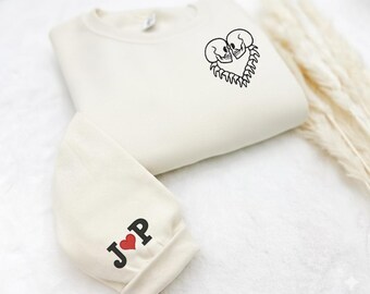 Custom Name Embroidered Skull Heart Design, Custom text Skull Heart Personalized Couples Gift, Skull Heart Embroidery Design, Download File.